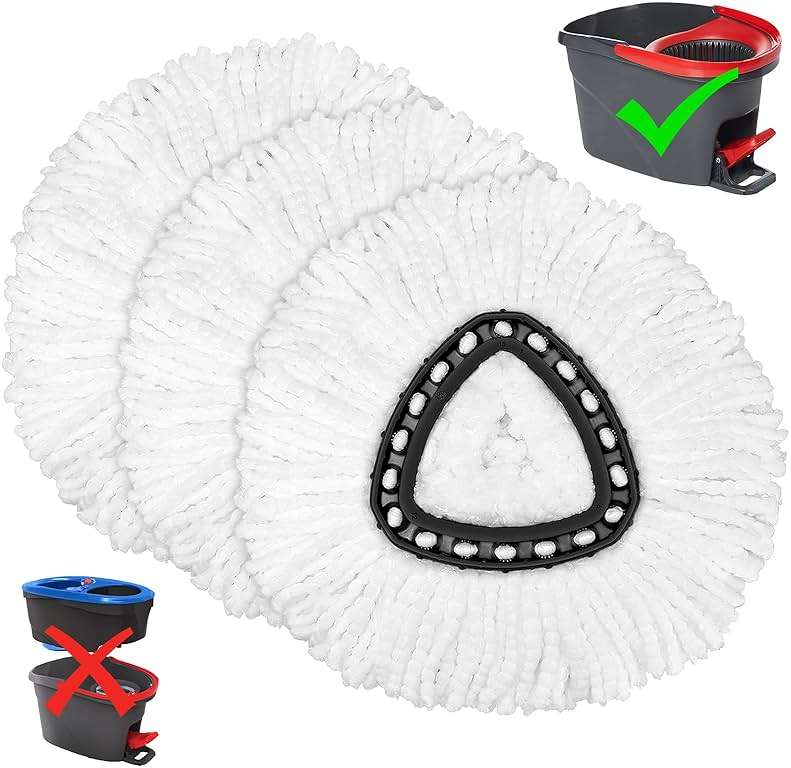 Mop Replacement Heads for O-Ceda Mop Replace Head EasyWrin Spin Mop Heads Replacements, Microfiber Spin Mop Refills, Easy Cleaning Mop Head Replacement (White-3 Mop Heads) - Image 1