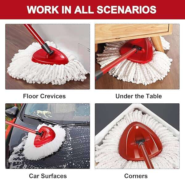 Mop Replacement Heads for O-Ceda Mop Replace Head EasyWrin Spin Mop Heads Replacements, Microfiber Spin Mop Refills, Easy Cleaning Mop Head Replacement (White-3 Mop Heads) - Image 5
