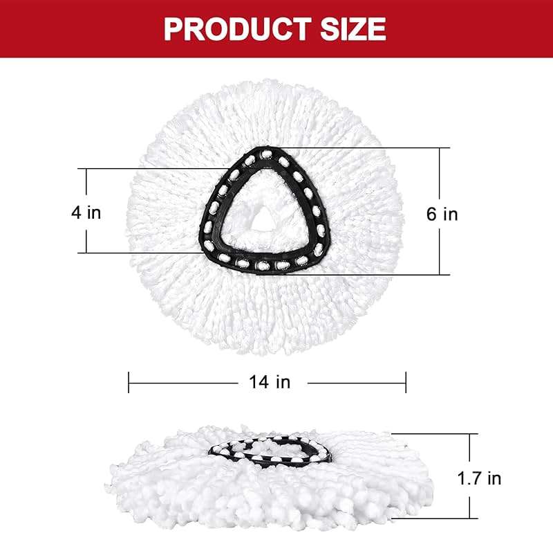 Mop Replacement Heads for O-Ceda Mop Replace Head EasyWrin Spin Mop Heads Replacements, Microfiber Spin Mop Refills, Easy Cleaning Mop Head Replacement (White-3 Mop Heads) - Image 8