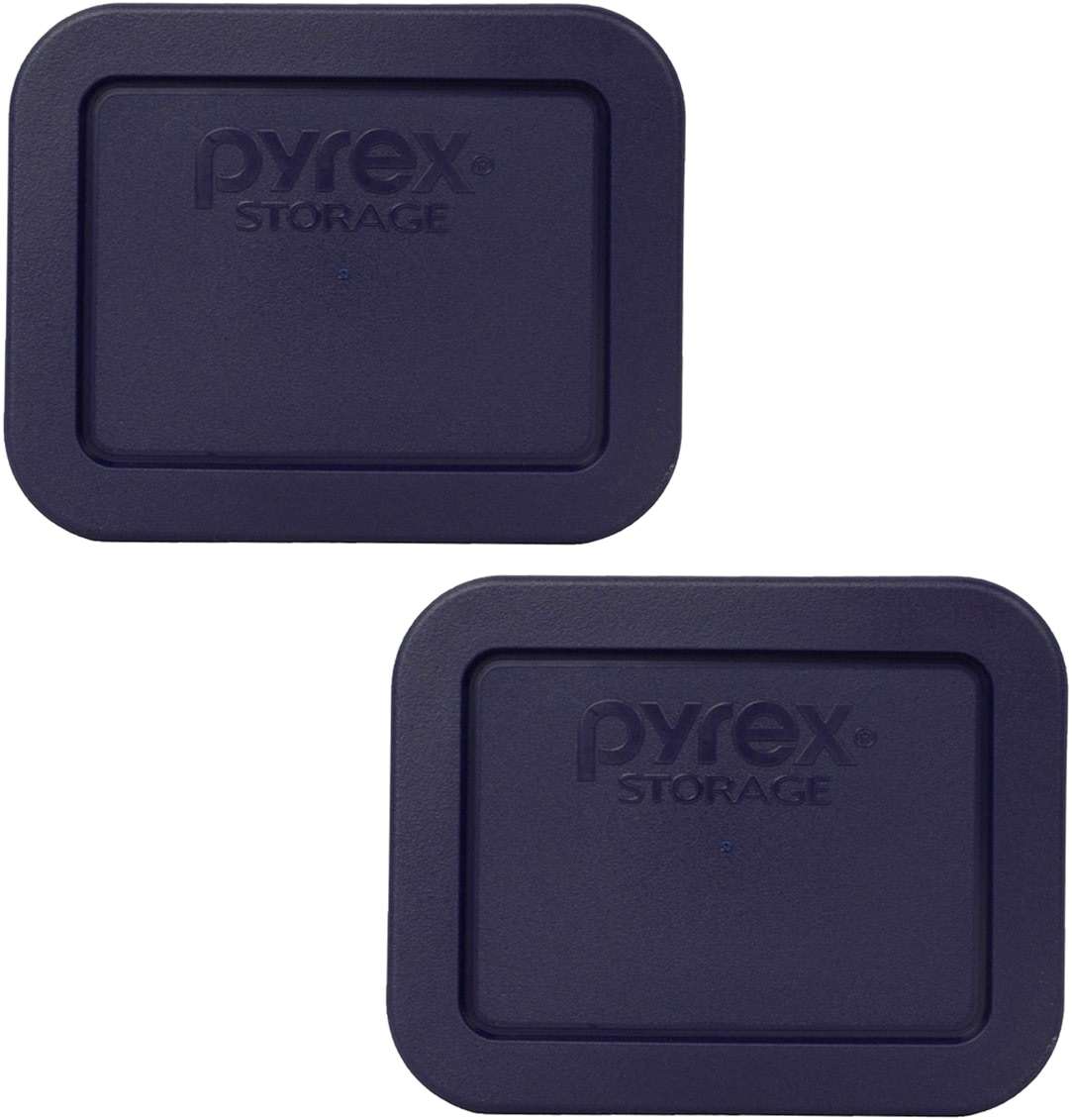 Pyrex 7213-PC 1.9 Cup Dark Blue Food Storage Replacement Lid (2-Pack) - Made in USA - Image 1