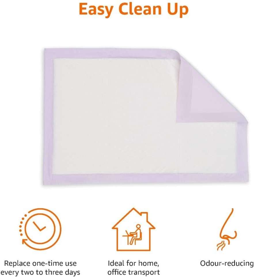 Amazon Basics Cat Pee Pads, Super Absorbent, Odor Control, Universal Fit for Litter Box, Disposable, Multi-Cat, Unscented, Purple and White, 20 Count - Image 3