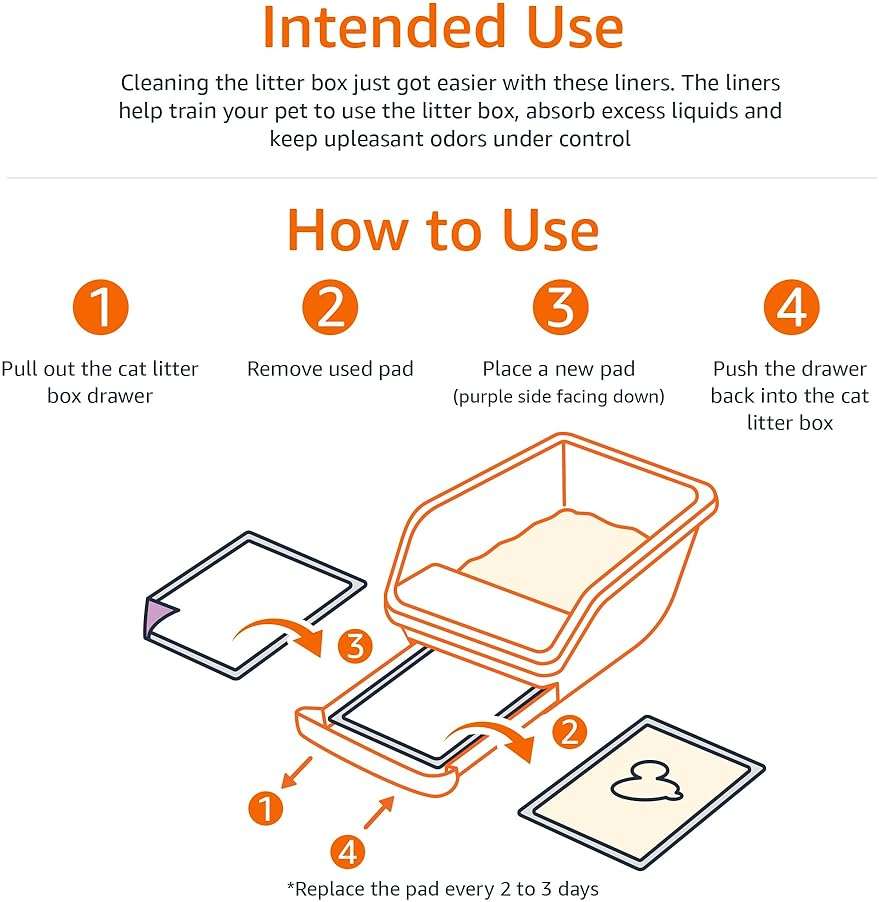 Amazon Basics Cat Pee Pads, Super Absorbent, Odor Control, Universal Fit for Litter Box, Disposable, Multi-Cat, Unscented, Purple and White, 20 Count - Image 4