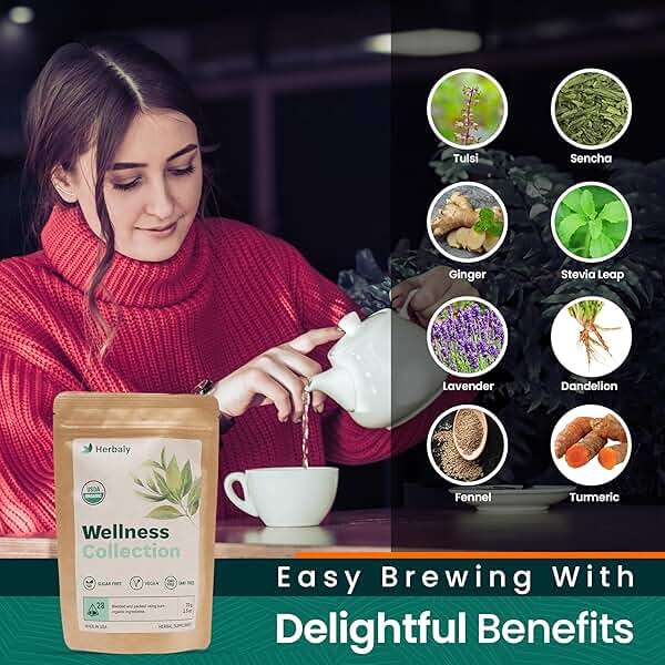 Herbaly Wellness Collection Organic Herbal Ginger Tea, 70 g, 28 Count Bag (Pack of 1) - Image 6