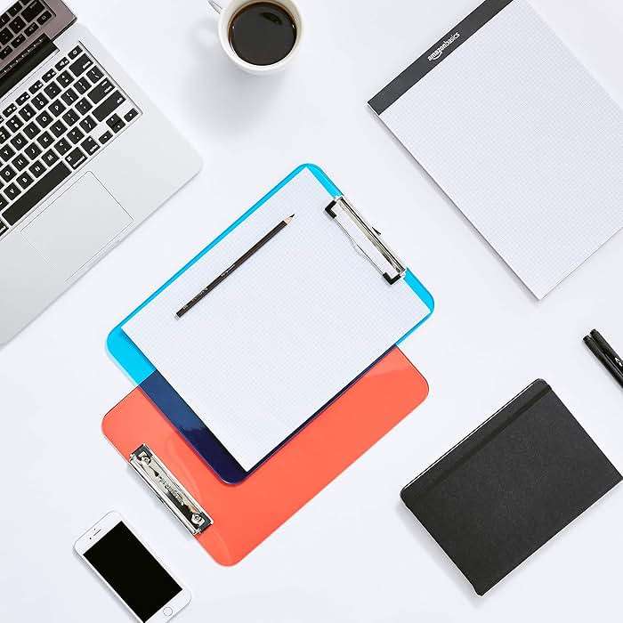 Amazon Basics Colorful, Sturdy, Lightweight Plastic Clipboards, Letter Size, Assorted Colors, Pack of 6 - Image 2