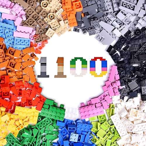 FUN LITTLE TOYS 1100 PCS Building Blocks for Kids 6-12 Bulk Bricks Set | 147 Shapes 17 Colors Classic Building Bricks Compatible with All Major Brands STEM Learning Creative Educational Toy Gift - Image 1