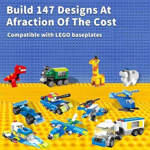 FUN LITTLE TOYS 1100 PCS Building Blocks for Kids 6-12 Bulk Bricks Set | 147 Shapes 17 Colors Classic Building Bricks Compatible with All Major Brands STEM Learning Creative Educational Toy Gift - Image 3