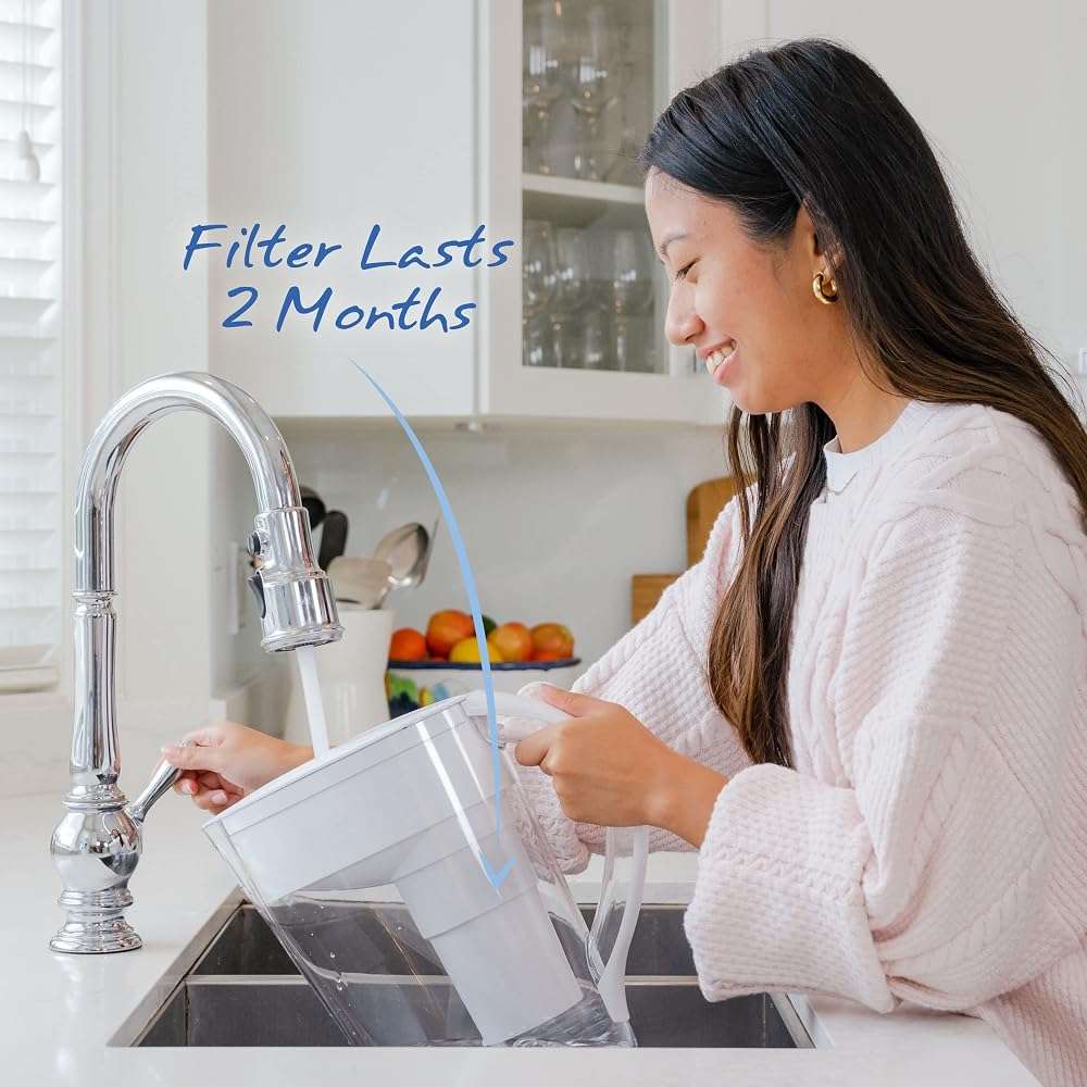 Santevia MINA Alkaline Water Filter Pitcher | 9-Cup at Water Filter System That Adds Minerals and Makes Alkaline Water | Fluoride, Chlorine and Lead Water Filter | American Filtration Media - Image 5