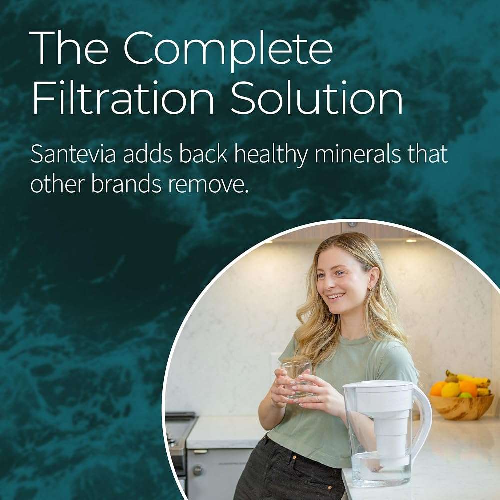 Santevia MINA Alkaline Water Filter Pitcher | 9-Cup at Water Filter System That Adds Minerals and Makes Alkaline Water | Fluoride, Chlorine and Lead Water Filter | American Filtration Media - Image 7