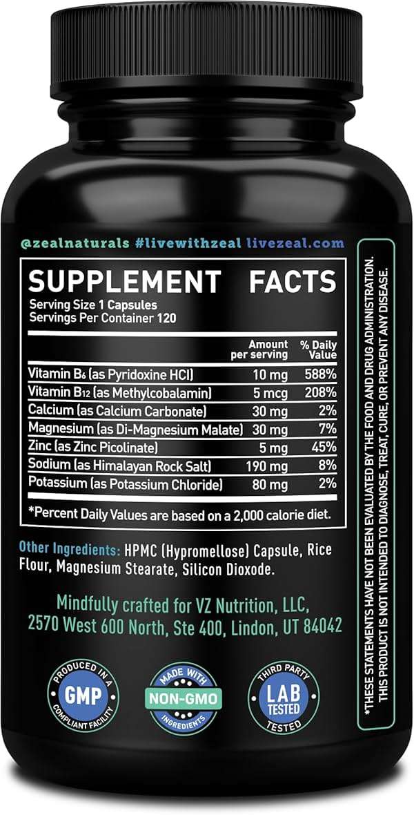 Zeal Keto Electrolyte Capsules - 120 Capsules | Keto Electrolytes Tablets for Rehydration | B-Vitamins + Pink Himalayan Salt | Potassium, Zinc, Magnesium, Sodium | Hydration Supplement - Image 3