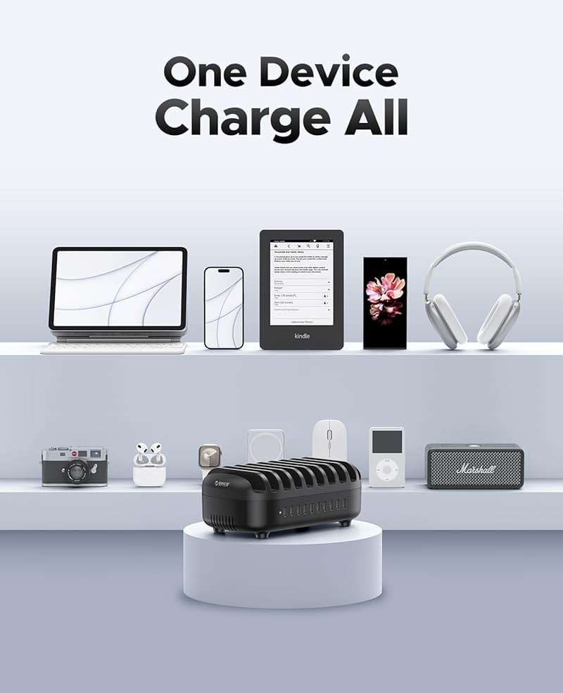ORICO 120W Charging Station for Multiple Devices, 10-Ports USB Charging Docking Organizer Station, Multi USB Charging Station Compatible with iPad, Tablet, Kindle, Airpods and Cell Phone - Image 5