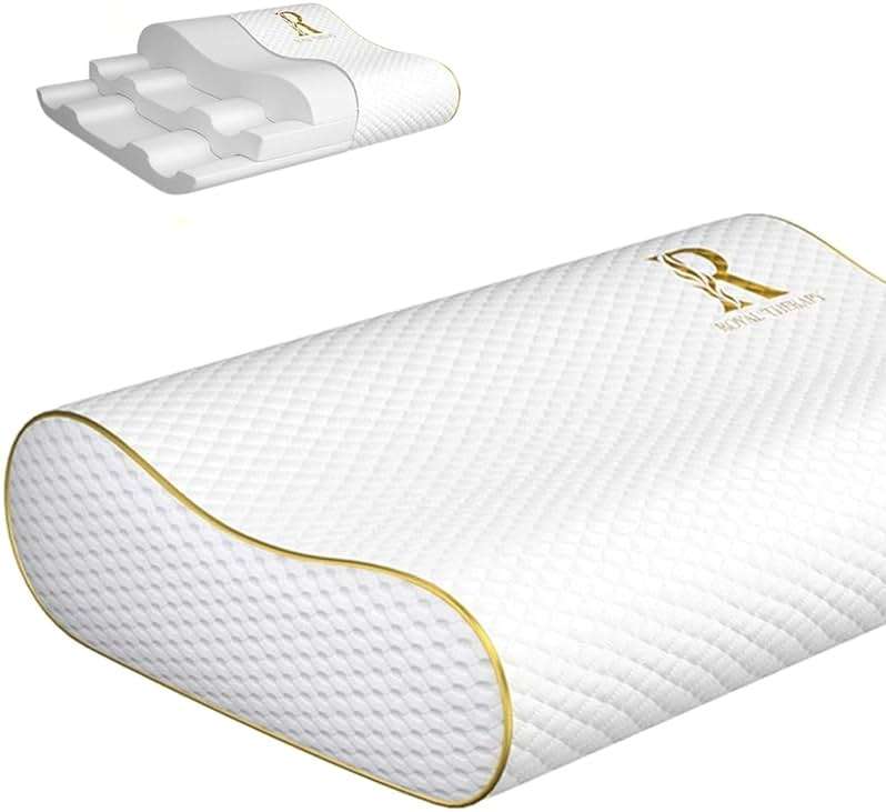 Royal Therapy Memory Foam Pillow, Queen Neck Pain Relief, Contour Cervical Pillow, for Neck and Shoulder Pain, Side, Back and Stomach Sleeper, 24x14x5 inches - Image 1