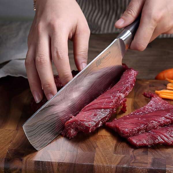 PAUDIN Nakiri Knife - 7" Razor Sharp Meat Cleaver and Vegetable Kitchen Knife, High Carbon Stainless Steel, Multipurpose Asian Chef Knife for Home and Kitchen with Ergonomic Handle - Image 2