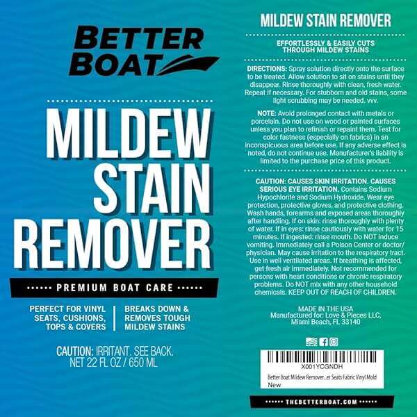 Better Boat Mold and Mildew Stain Remover 22oz Spray for Fabric Vinyl Tile Grout, Removes Mold Stains on Boat Seats Bathroom Shower Patio Furniture Carpet Canvas - Image 7