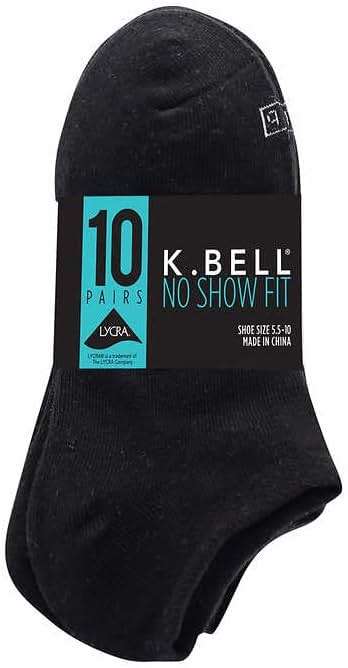 K. Bell Ladies' No Show Sock, 10-pair ~ Casual Yoga Running Socks for Women - Image 2