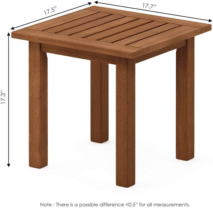 Furinno FG18506 Tioman Hardwood Patio Furniture Outdoor End Table, Natural - Image 3