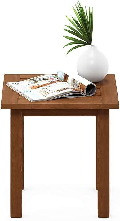 Furinno FG18506 Tioman Hardwood Patio Furniture Outdoor End Table, Natural - Image 4