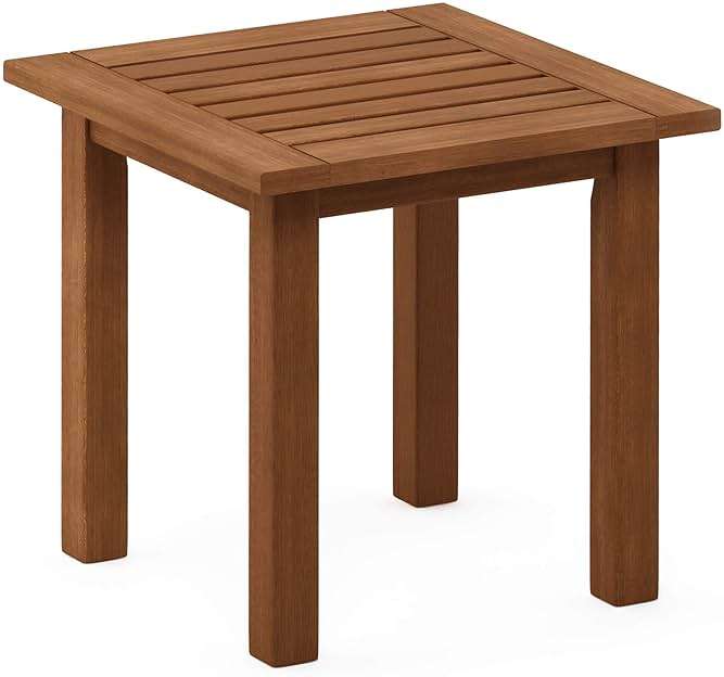 Furinno FG18506 Tioman Hardwood Patio Furniture Outdoor End Table, Natural - Image 6