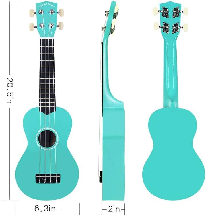 POMAIKAI Soprano Ukulele Starter Wood Ukele Hawaiian Guitar Ukelele 21" Beginner and Students (Blue) - Image 2