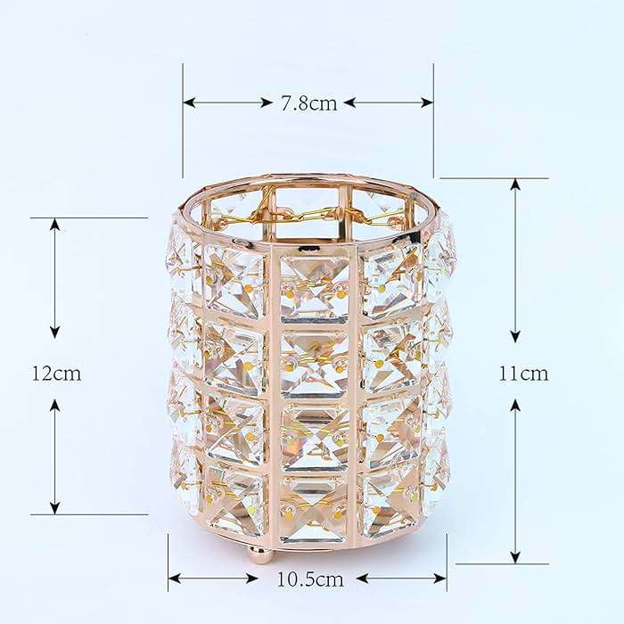LUGUNU Makeup Brush Holder Organizer Crystal Vanity Decor Bling Personalized Comb Brushes Pen Storage Box Container (Gold 1 Pack) - Image 4
