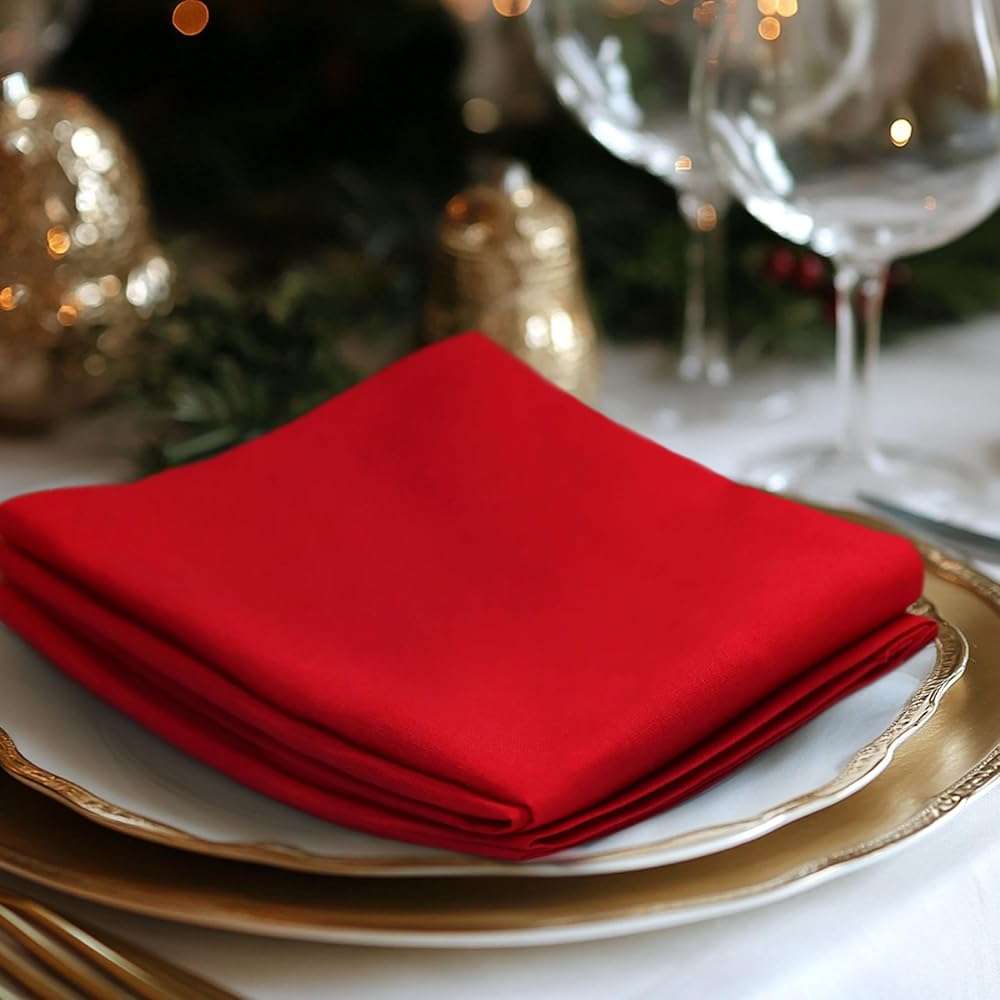COTTON CRAFT Christmas Red Napkins -12 Pack 100% Cotton Dinner Napkins - All Year Xmas Fall Thanksgiving Celebration Party Gift Holiday Table Napkin - Soft Washable Reusable Cloth Napkin -18x18 - Image 2