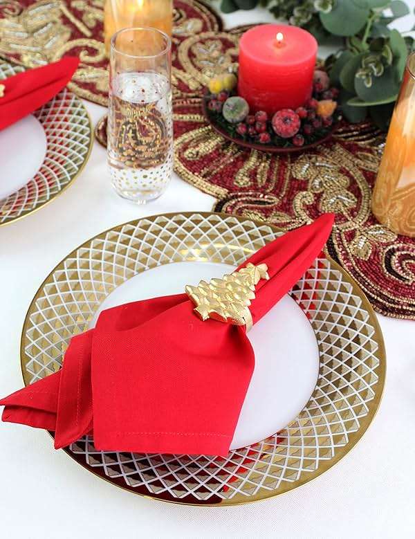 COTTON CRAFT Christmas Red Napkins -12 Pack 100% Cotton Dinner Napkins - All Year Xmas Fall Thanksgiving Celebration Party Gift Holiday Table Napkin - Soft Washable Reusable Cloth Napkin -18x18 - Image 6