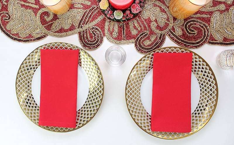 COTTON CRAFT Christmas Red Napkins -12 Pack 100% Cotton Dinner Napkins - All Year Xmas Fall Thanksgiving Celebration Party Gift Holiday Table Napkin - Soft Washable Reusable Cloth Napkin -18x18 - Image 8