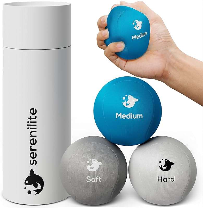 Serenilite Hand Therapy Exercise Stress Ball Bundle - Tri-Density Stress Balls for Adults & Grip Strengthening - Image 1