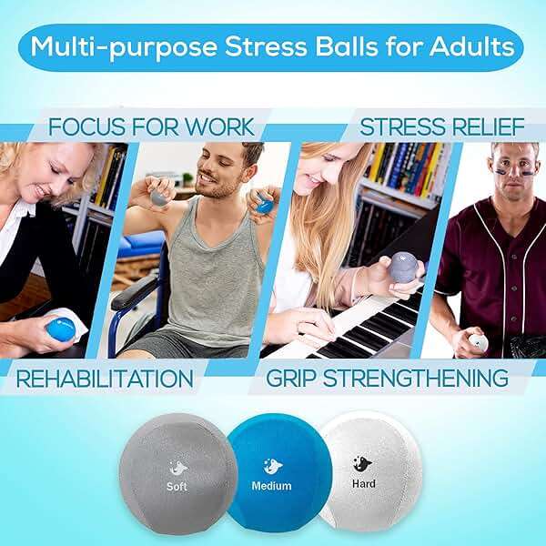 Serenilite Hand Therapy Exercise Stress Ball Bundle - Tri-Density Stress Balls for Adults & Grip Strengthening - Image 2