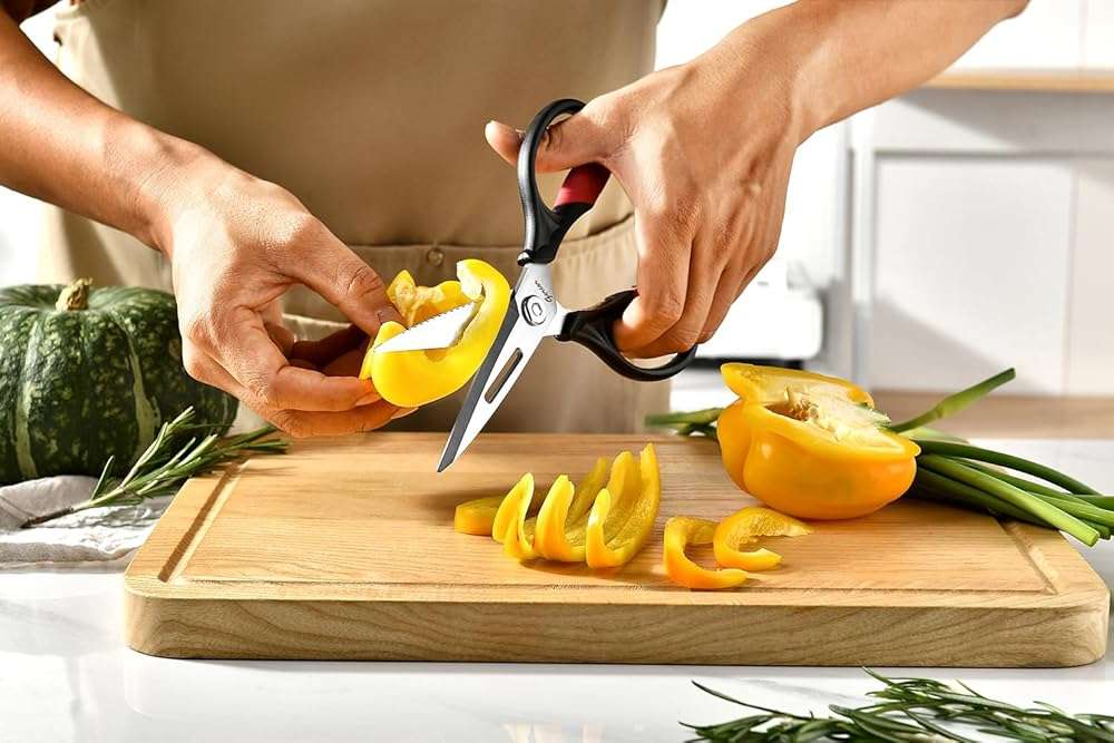 Kitchen Scissors - Heavy Duty Utility Come Apart Kitchen Shears for Chicken, Meat, Food, Vegetables - 9.25 Inch Long Black & Red - Image 8