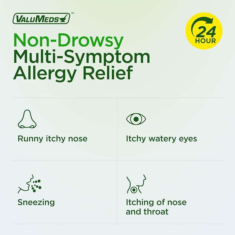 ValuMeds 24-Hour Allergy Medicine Antihistamine for Pollen, Hay Fever, Dry, Itchy Eyes, Allergies | Cetirizine HCl 10mg Caplets, Compare to Leading Brand (300 Count) - Image 3