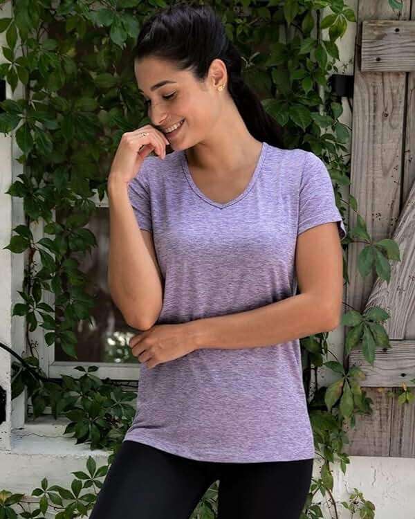 Real Essentials 5 Pack: Women's Dry-Fit Short Sleeve V Neck T Shirt Workout Fitness Yoga Top Tee (Available in Plus Size) - Image 6