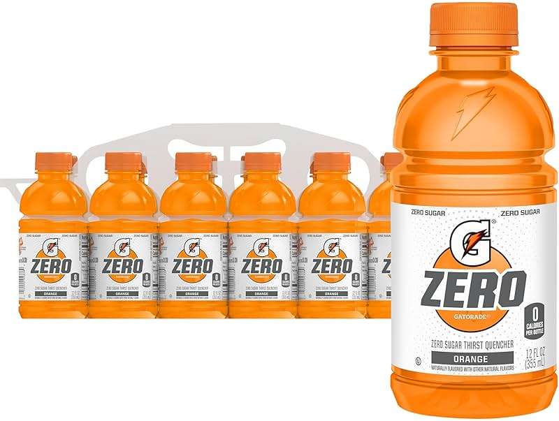Gatorade Thirst Quencher Zero Sugar Sports Drink, Orange, 12oz , Pack of 12 Electrolytes for Rehydration - Image 1