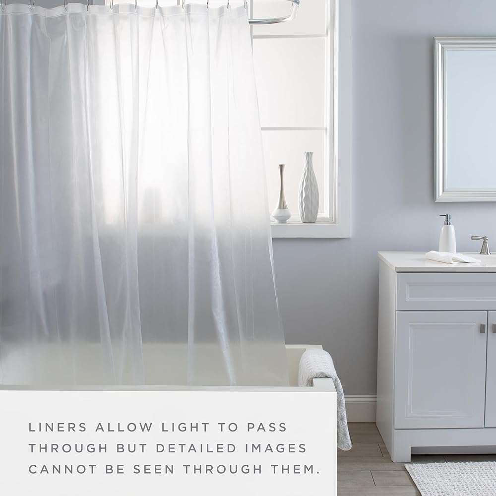 Bath Bliss Heavy Duty Shower Curtain Liner, 3 Magnet Hem, White - Image 3
