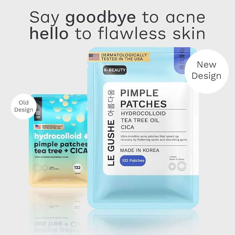LE GUSHE Korean Pimple Patches for Face (132 Dots) - Hydrocolloid Acne Patches with Tea Tree Oil - Invisible Zit Stickers - Dermatologist Tested - Korean Skin Care - Image 8