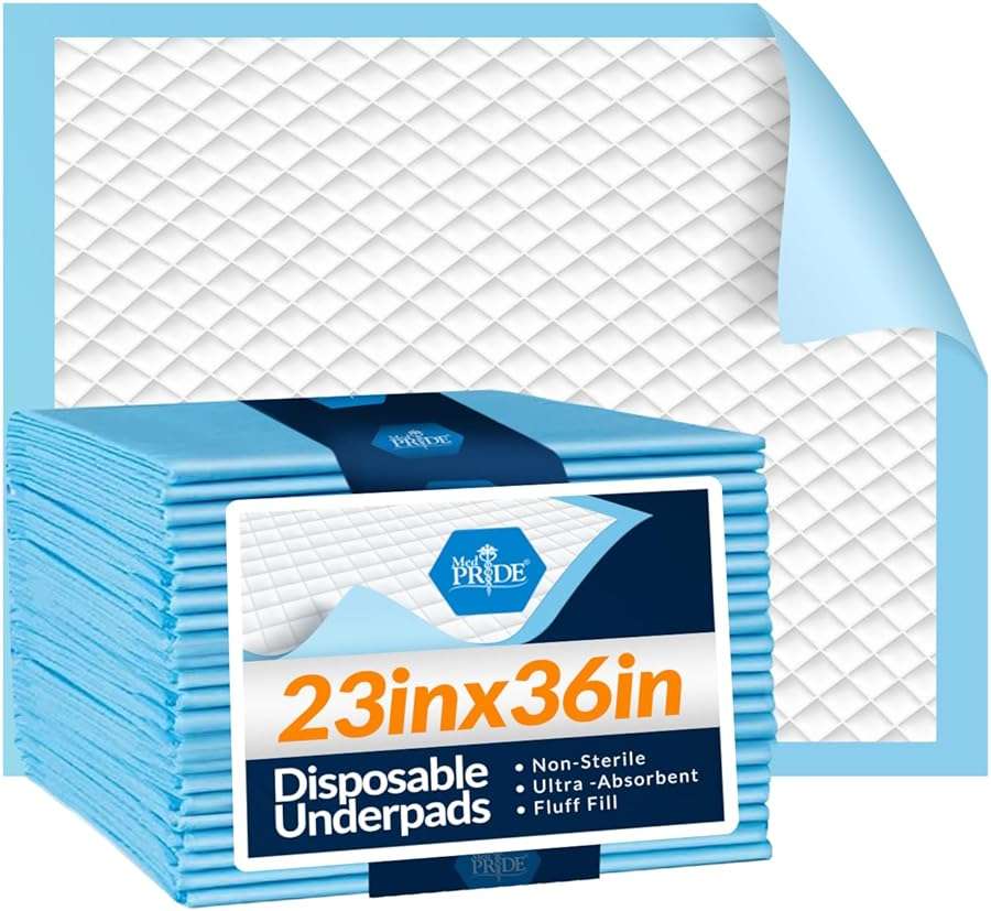 MED PRIDE Disposable Underpads 23'' X 36'' (25-Count) Incontinence Pads, Chux, Bed Covers, Puppy Training | Thick, Super Absorbent Protection for Kids, Adults, Elderly | Liquid, Urine, Accidents - Image 1