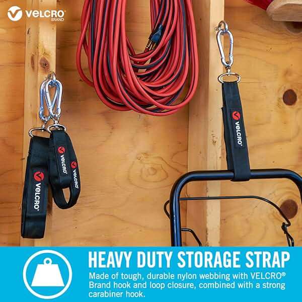 VELCRO Brand VEL-30120-USA Easy Hang Strap. Heavy Duty Outdoor Storage Extension Cords, Cables, Tools, Bikes. Organization for Garden, Shed, RV. Small-1Pk, Black - Image 6