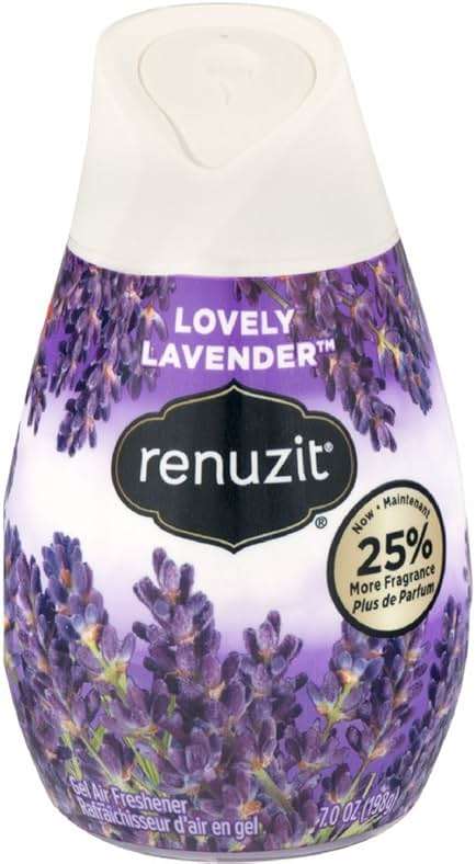 Renuzit Gel Solid Air Freshener, Lovely Lavender Scent, Nonstop Freshness, 12 Total Air Freshener Cones, Brand is Renuzit. - Image 1