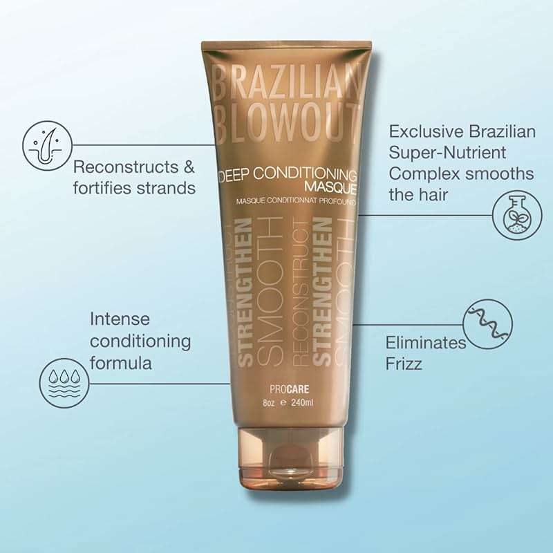 Brazilian Blowout Deep Conditioning Masque 8 oz Intense Smoothing Treatment, Hydrates, Repairs and Tames Frizz - Image 3