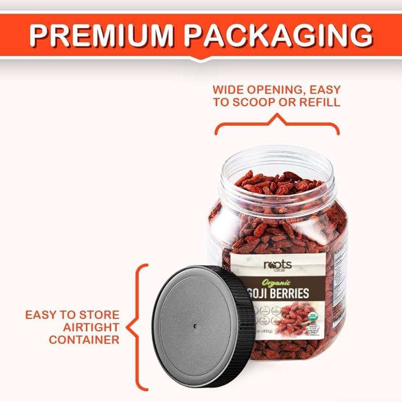 Roots Circle USDA Organic Dried Goji Berries 14.1oz Jar 1 Pack | Bulk Supply of Goji Berry Fruit Superfood | Naturally Rich in Antioxidants to Support Healthy Skin | Raw, Natural, Vegan, Non-GMO, Kosher - Image 6