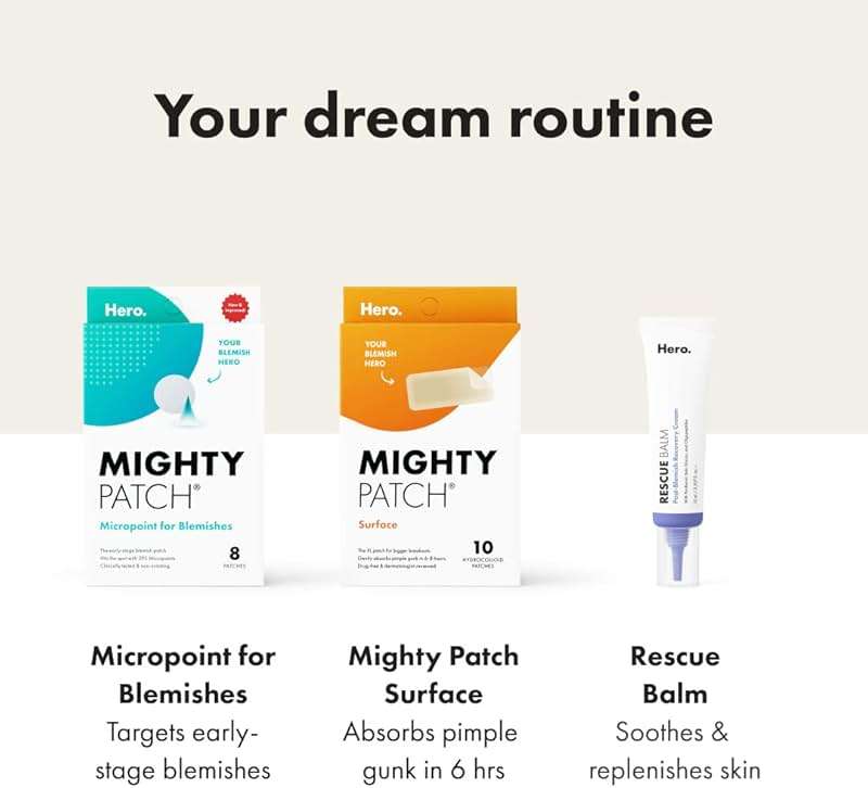 Mighty Patch Surface Large Pimple Patches for Face, Acne Spot Patch for Cheek, Forehead, and Chin, Pimple Stickers, Hydrocolloid Covers, Vegan-friendly, from Hero Cosmetics, 10 Count - Image 8