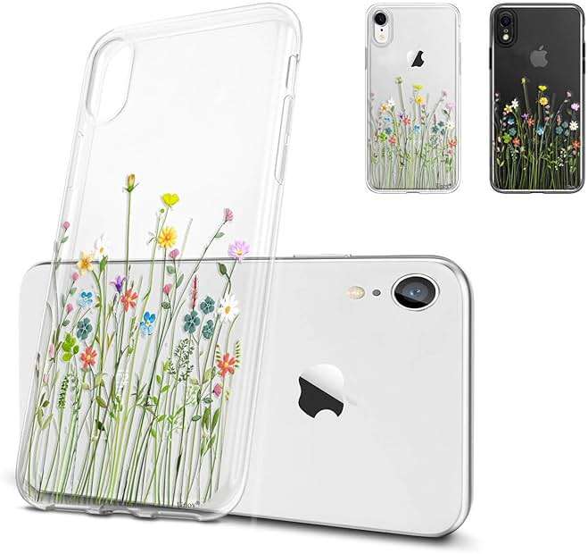 Unov Case Compatible with iPhone XR Case Clear with Design Slim Protective Soft TPU Bumper Embossed Pattern 6.1 Inch (Flower Bouquet) - Image 2