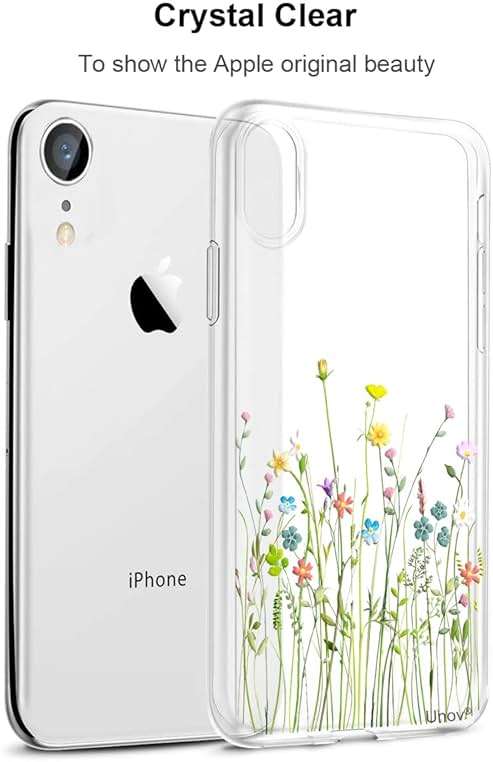 Unov Case Compatible with iPhone XR Case Clear with Design Slim Protective Soft TPU Bumper Embossed Pattern 6.1 Inch (Flower Bouquet) - Image 3
