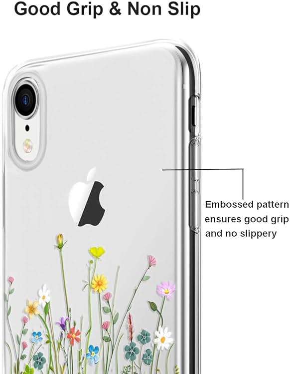 Unov Case Compatible with iPhone XR Case Clear with Design Slim Protective Soft TPU Bumper Embossed Pattern 6.1 Inch (Flower Bouquet) - Image 5