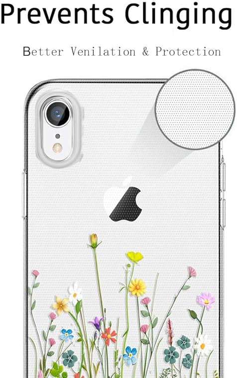 Unov Case Compatible with iPhone XR Case Clear with Design Slim Protective Soft TPU Bumper Embossed Pattern 6.1 Inch (Flower Bouquet) - Image 9