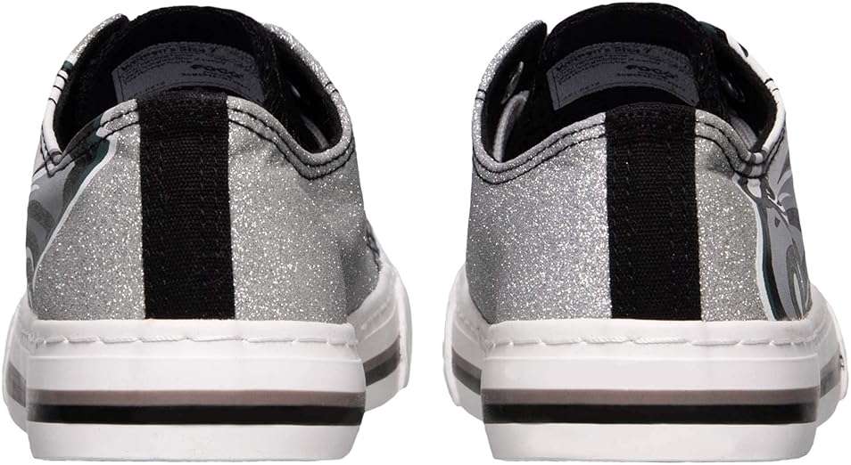 FOCO Womens NFL Team Logo Ladies Fashion Glitter Low Top Canvas Sneakers Shoes - Image 3