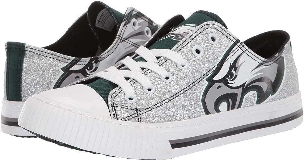 FOCO Womens NFL Team Logo Ladies Fashion Glitter Low Top Canvas Sneakers Shoes - Image 6