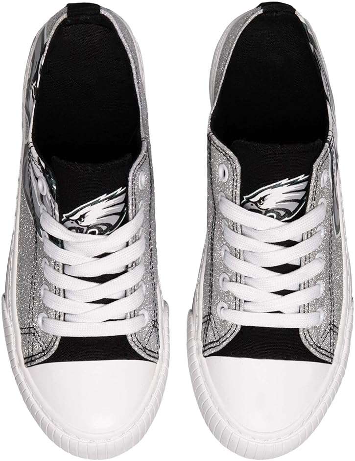 FOCO Womens NFL Team Logo Ladies Fashion Glitter Low Top Canvas Sneakers Shoes - Image 7