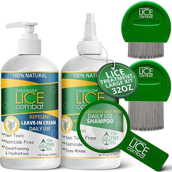 Lice Treatment Kit | Shampoo, Repellent Leave-in Cream & Two Combs | Super Lice & Nits | Repels & Prevents | Pesticide Free | 100% Natural | Tea Tree + Coconut Oil+ Aloe Vera. - Image 2