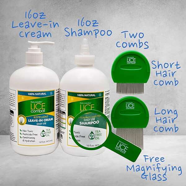 Lice Treatment Kit | Shampoo, Repellent Leave-in Cream & Two Combs | Super Lice & Nits | Repels & Prevents | Pesticide Free | 100% Natural | Tea Tree + Coconut Oil+ Aloe Vera. - Image 3