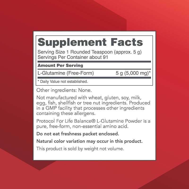 PROTOCOL FOR LIFE BALANCE L-Glutamine - Pure Powder - Muscle Tissue, Gut Health and Immune Support - 1 Pound - Image 2